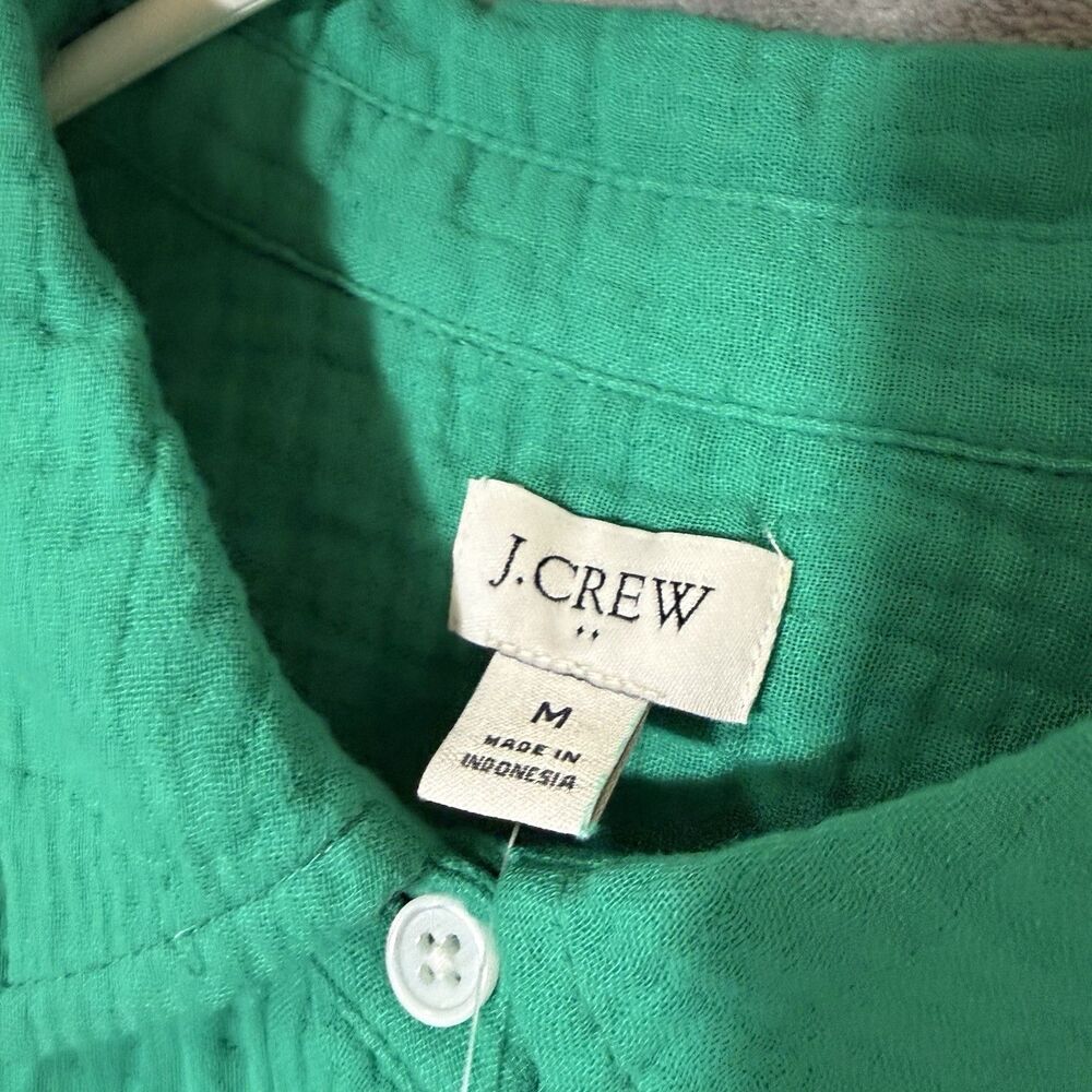 NWT J Crew Women M Kelly Green Double Gauze Button Up Long Sleeve Shirt BY043 - Picture 4 of 8